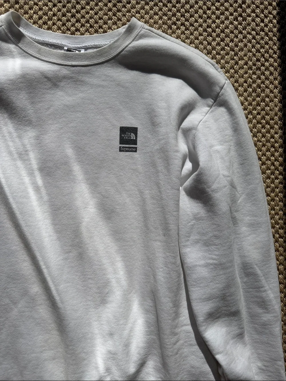 The North Face Supreme White Minimal Logo Crewneck Sweatshirt - Men's XL